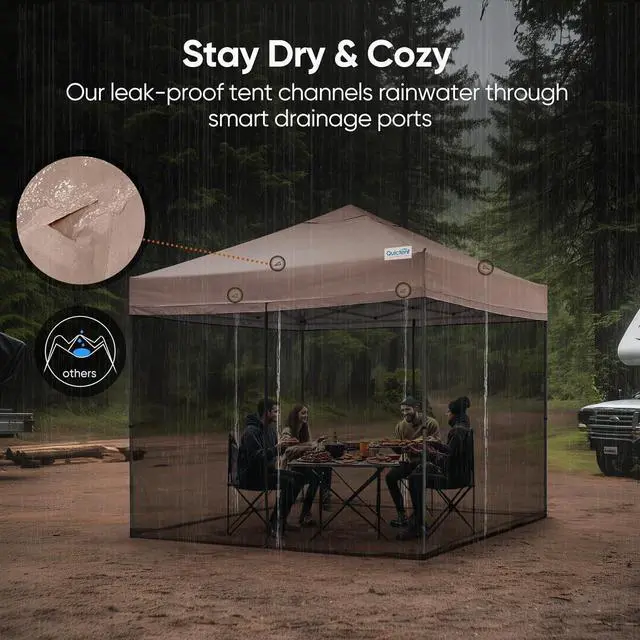Alt view image 3 of 7 - 10x10 Pop Up Screened Canopy Tent, Instant Setup Gazebo for 1 Person with Netting, Portable & Compact, Waterproof & UV Protection, Ideal for Camping, Beach, Parties, and Outdoor Events
