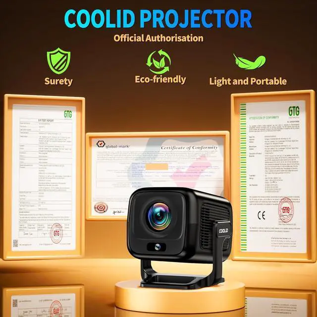 Alt view image 2 of 7 - [Built-in App] Mini Projector 1080P FHD 4K Support Projector with Mouse Portable Projector with WiFi and Bluetooth 180° Adjustable Auto Keystone Portable Projector 4K