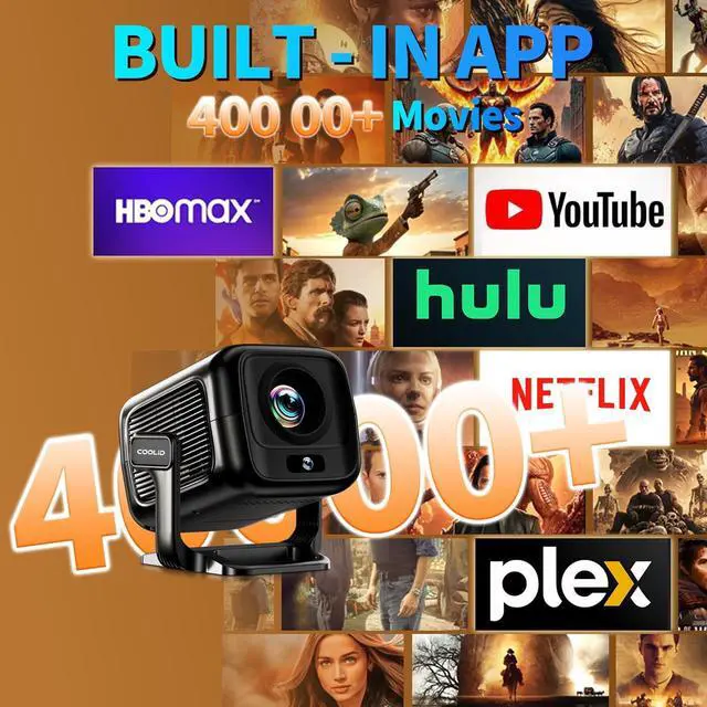 Alt view image 4 of 7 - [Built-in App] Mini Projector 1080P FHD 4K Support Projector with Mouse Portable Projector with WiFi and Bluetooth 180° Adjustable Auto Keystone Portable Projector 4K