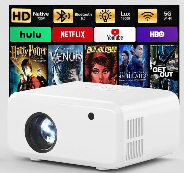 Main image of Mini Projector with WiFi and Bluetooth - 2025 Upgraded, 1080p Video Supported, 13000L, HiFi Speaker, Long-Life Lamp, Multi-Device Compatible - Create Your Portable Home Cinema for Bedroom