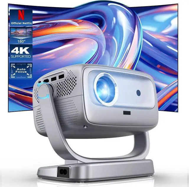 Main image of Projector with WiFi and Bluetooth Portable Outdoor: [Auto Focus&Keystone/360° Stand] Smart TV 4K Movie Projector with Apps Netflix Licensed 50%Zoom 700ANSI 3D DoIby Audio Android Home Camping Ceiling