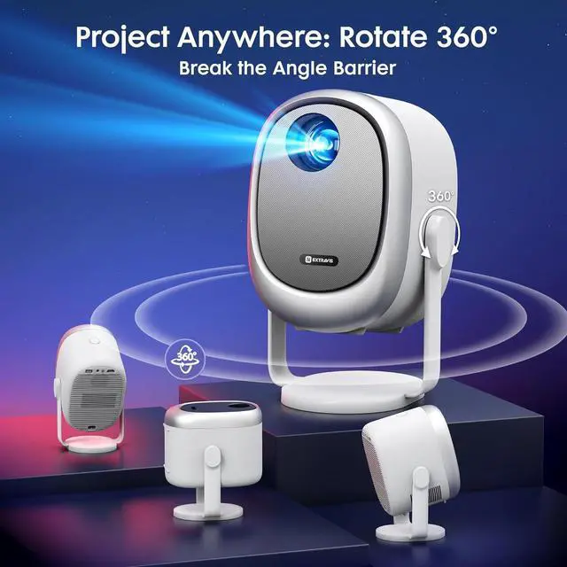 Alt view image 2 of 7 - Projector with WiFi and Bluetooth,360° Rotatable & Auto Keystone,  H1 Mini Portable Projector Support 1080P HD Movie Projector, E-Focus, 500 ANSI Home Proyector Small Outdoor Projector