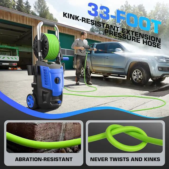 Alt view image 5 of 7 - Professional Pressure Cleaner 4800PSI, 4.0GPM Portable Power Cleaner with 4 QC Nozzles and Soap Bottle, Cleaner Machine for Cars/Home/Driveways/Patios/Decks/Fences, Blue