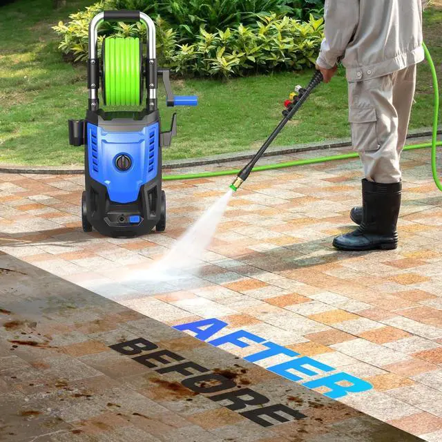 Alt view image 7 of 7 - Professional Pressure Cleaner 4800PSI, 4.0GPM Portable Power Cleaner with 4 QC Nozzles and Soap Bottle, Cleaner Machine for Cars/Home/Driveways/Patios/Decks/Fences, Blue