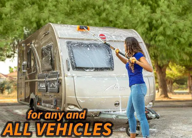 Alt view image 4 of 7 - Car & RV Wash Brush Kit 48-144 Long Extendable Handle Car, RV, Truck Washing Kit with Extension Pole - Microfiber Car Mop, Soft Washing Brush, Window Squeegee, Mitt, The Ultimate RV-Wash Cleaning Kit