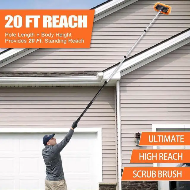 Alt view image 3 of 7 - 4-12ft Car Cleaning Kit, The Ultimate RV,Truck Washing Set with Soft Wash Brush, Tire Brush, Window Squeegee, Car Wash Mitt, Microfiber Cleaning Head & Extra-Thick Aluminum Extension Pole