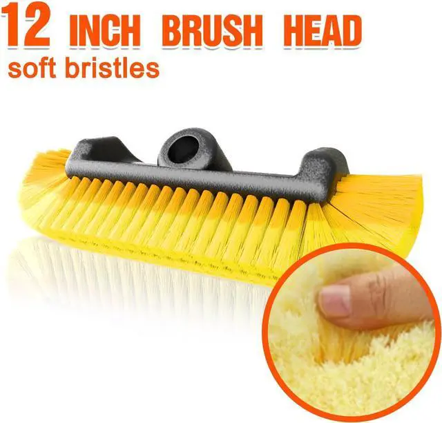 Alt view image 3 of 7 - 12FT Car Wash Brush with Long Handle, Car Cleaning Brush with 12 Inch Soft Bristle, Solar Panels Cleaner with Telescoping Pole for RV, Truck, Boat, House Siding