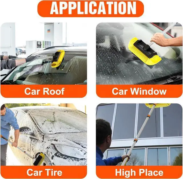 Alt view image 5 of 7 - 12FT Car Wash Brush with Long Handle, Car Cleaning Brush with 12 Inch Soft Bristle, Solar Panels Cleaner with Telescoping Pole for RV, Truck, Boat, House Siding