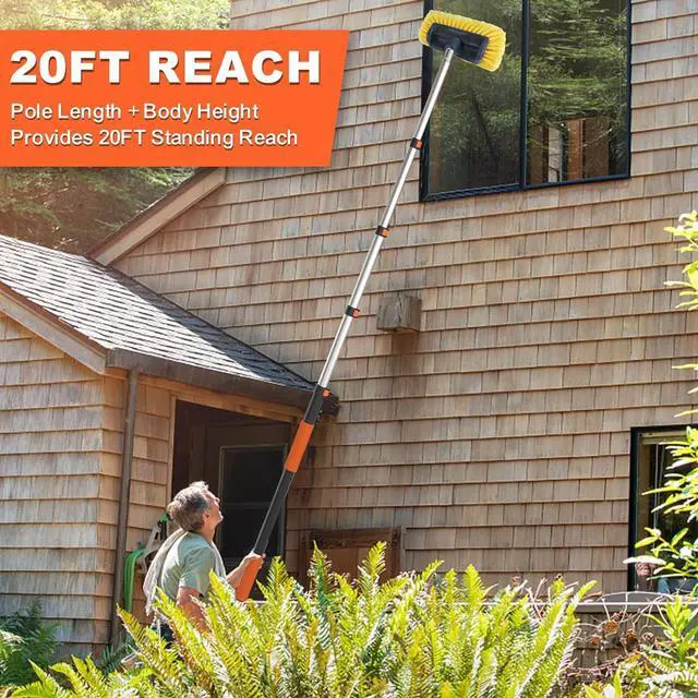 Alt view image 3 of 7 - 12FT Car Wash Brush with Long Handle, 12-Inch Soft Bristle, with Aluminium Telescoping Pole, for Cleaning Car, SUV, RV, Boats, House Siding, Floors, Solar Panels, and More