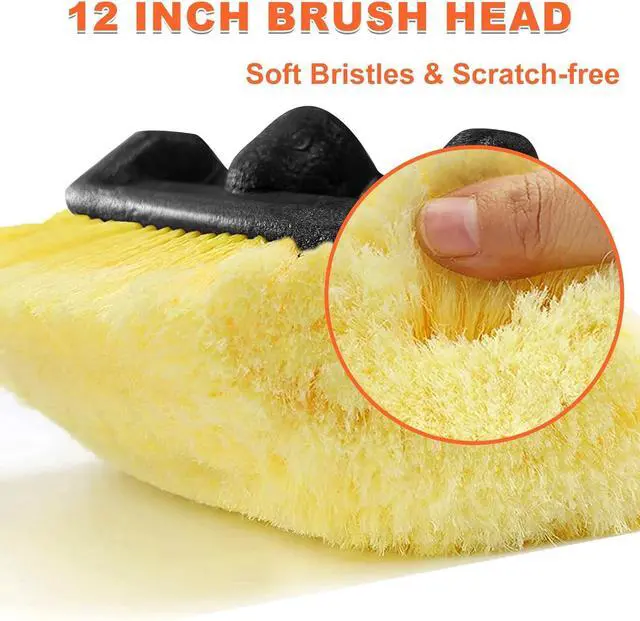 Alt view image 4 of 7 - 12FT Car Wash Brush with Long Handle, 12-Inch Soft Bristle, with Aluminium Telescoping Pole, for Cleaning Car, SUV, RV, Boats, House Siding, Floors, Solar Panels, and More