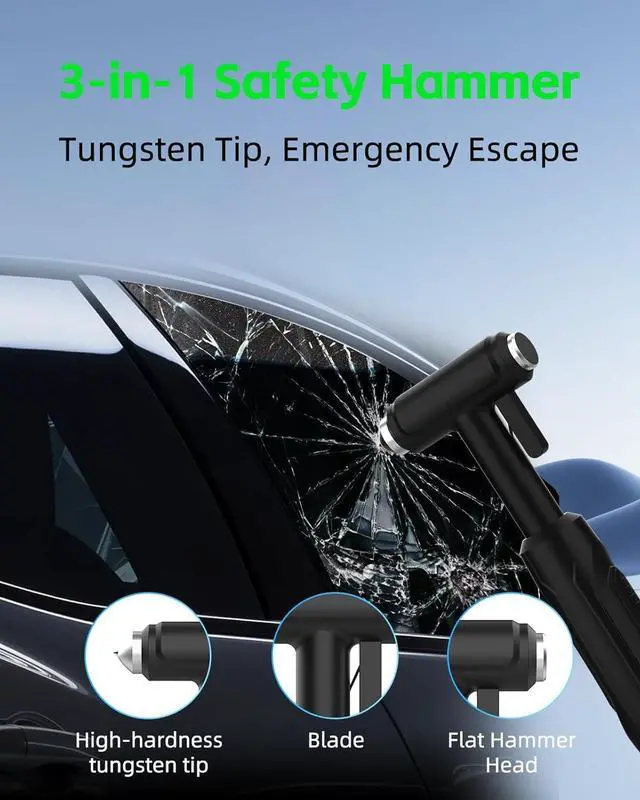 Alt view image 4 of 6 - 111-Piece Car Emergency Kit - Tire Inflator Portable Air Compressor & Jumper Cables for Car - Winter Auto Assistance Kit with Tow Straps, Car Safety Hammer, Tire Repair Kit, & First Aid Kit