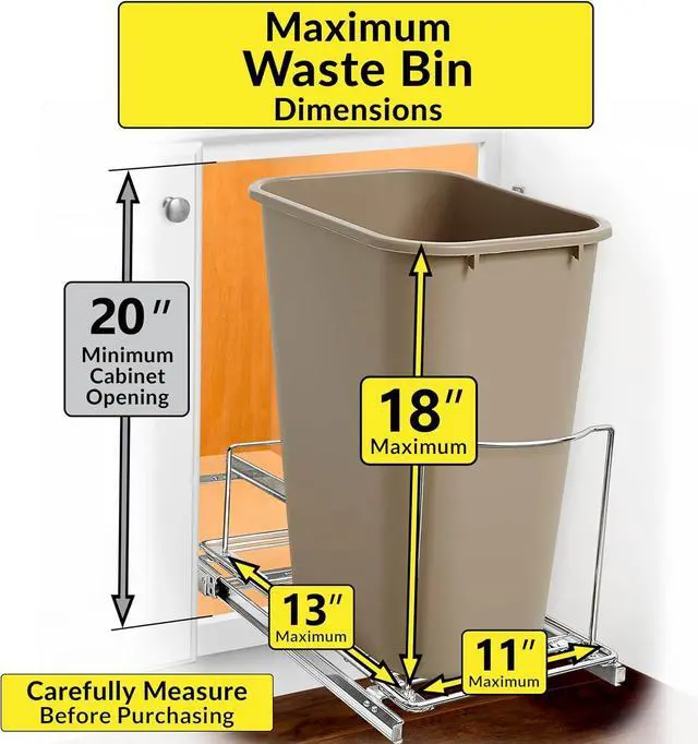 Alt view image 5 of 7 - ® Pull-Out Trash Can Drawer  Sliding Organizer for Kitchen Cabinet or Under-Sink Use  Heavy Duty Storage Rack (Bin Not Included)