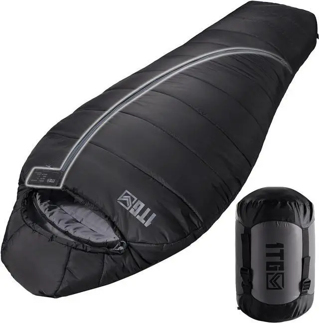Main image of Sleeping Bag for Adults, Warm Weather Camping Mummy Sleeping Bags (25-36) with Adjustable Hood, Phone Pocket & Compression Sack for Hiking Travel Hunting