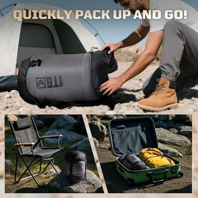 Alt view image 6 of 7 - Sleeping Bag for Adults, Warm Weather Camping Mummy Sleeping Bags (25-36) with Adjustable Hood, Phone Pocket & Compression Sack for Hiking Travel Hunting