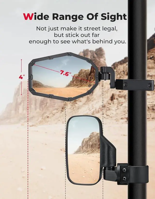 Alt view image 6 of 7 - UTV Side Mirrors with Spot Light, Turn Signal Light for 1.6-2 in Roll Bar, Heavy Duty Aluminum LED UTV Rearview Mirrors Compatible with Polaris RZR Can-Am X3 Kawasaki Mule Teryx Pioneer Talon