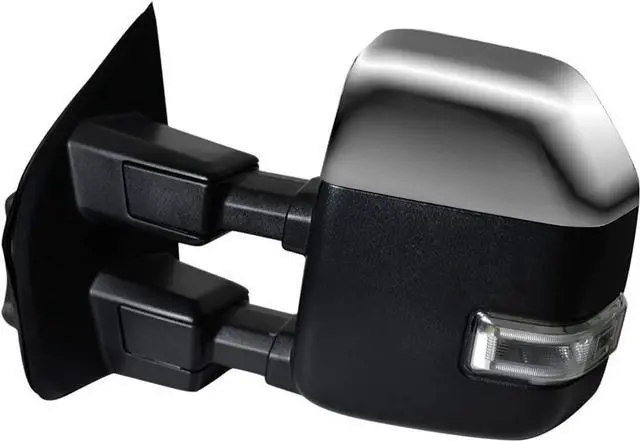 Alt view image 4 of 7 - New Pair Towing Mirro with Temperature Sensor Fit Ford Super Duty F-250 F-350 F-450 F-550 Pickup Truck 2017 2018 2019 with Blind Spot w/Turn Signal and Auxiliary Lamp r Chrome Cap
