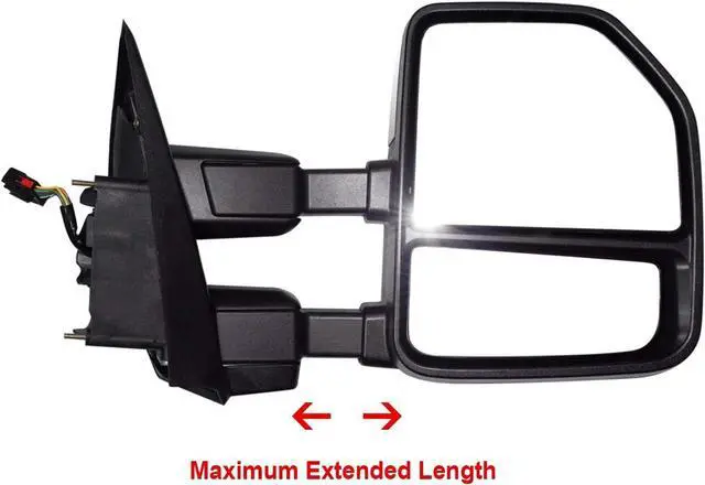 Alt view image 6 of 7 - New Pair Towing Mirro with Temperature Sensor Fit Ford Super Duty F-250 F-350 F-450 F-550 Pickup Truck 2017 2018 2019 with Blind Spot w/Turn Signal and Auxiliary Lamp r Chrome Cap