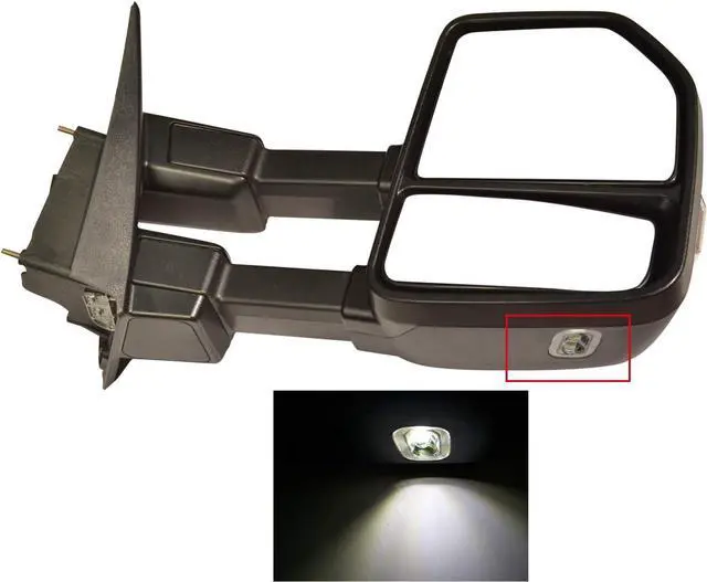Alt view image 7 of 7 - New Pair Towing Mirro with Temperature Sensor Fit Ford Super Duty F-250 F-350 F-450 F-550 Pickup Truck 2017 2018 2019 with Blind Spot w/Turn Signal and Auxiliary Lamp r Chrome Cap
