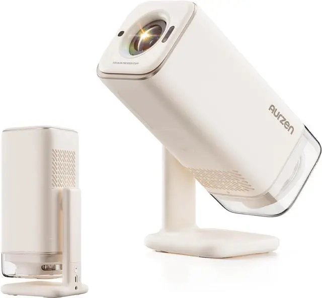 Main image of BOOM Air Portable Google TV Projector with WiFi and Bluetooth, Smart Projector for Outdoor & Home Movie, USB-C Powered, 4K Supported, Real-Time Focus, Dolby Audio, Adjustable Stand, Off-White