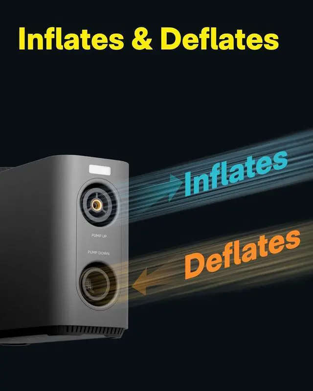 Alt view image 3 of 7 - Air Pump Master, Portable Cordless Tire Inflator, Electric Air Pump with 9 Pump Modes, 12V DC Car Connector for Car, Bikes, Inflatable Pool Float, Air Mattress, Kayak, Tent, Paddle Board, Sup