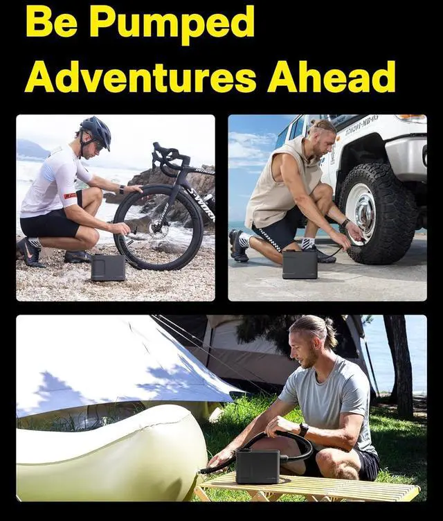 Alt view image 6 of 7 - Air Pump Master, Portable Cordless Tire Inflator, Electric Air Pump with 9 Pump Modes, 12V DC Car Connector for Car, Bikes, Inflatable Pool Float, Air Mattress, Kayak, Tent, Paddle Board, Sup