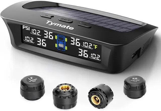 Main image of TM3 RV Tire Pressure Monitoring System, Tire Pressure Monitor with Solar Charge, TPMS with 4 Sensors(Max to 10) & 6 Alarm Modes, 2024 Updated w/Color LCD Display, 0-87PSI for RV/Trailer/Truck