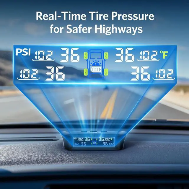 Alt view image 2 of 7 - TM3 RV Tire Pressure Monitoring System, Tire Pressure Monitor with Solar Charge, TPMS with 4 Sensors(Max to 10) & 6 Alarm Modes, 2024 Updated w/Color LCD Display, 0-87PSI for RV/Trailer/Truck