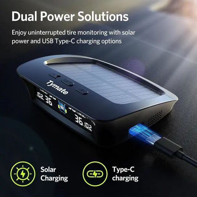 Alt view image 5 of 7 - TM3 RV Tire Pressure Monitoring System, Tire Pressure Monitor with Solar Charge, TPMS with 4 Sensors(Max to 10) & 6 Alarm Modes, 2024 Updated w/Color LCD Display, 0-87PSI for RV/Trailer/Truck