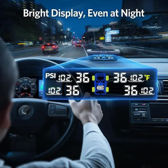 Alt view image 7 of 7 - TM3 RV Tire Pressure Monitoring System, Tire Pressure Monitor with Solar Charge, TPMS with 4 Sensors(Max to 10) & 6 Alarm Modes, 2024 Updated w/Color LCD Display, 0-87PSI for RV/Trailer/Truck