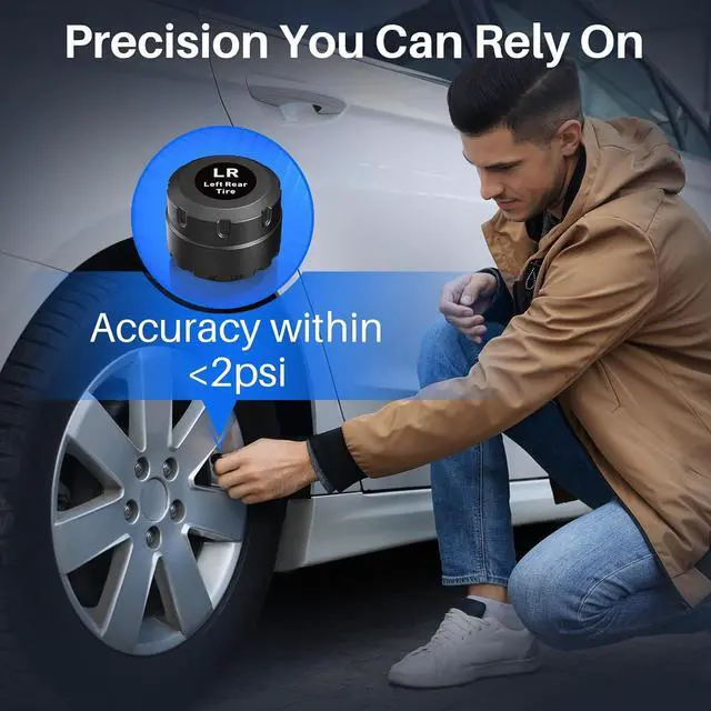 Alt view image 6 of 7 - TM5 Tire Pressure Monitoring System - Large Colorful Screen TPMS, 5 Alert Modes with 4 External Sensors, Real-time Monitoring Tire Pressure&Temperature, 0-87 PSI Ideal for RV Trailer SUV Sedan