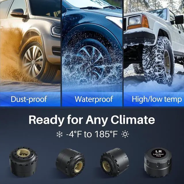 Alt view image 7 of 7 - TM5 Tire Pressure Monitoring System - Large Colorful Screen TPMS, 5 Alert Modes with 4 External Sensors, Real-time Monitoring Tire Pressure&Temperature, 0-87 PSI Ideal for RV Trailer SUV Sedan