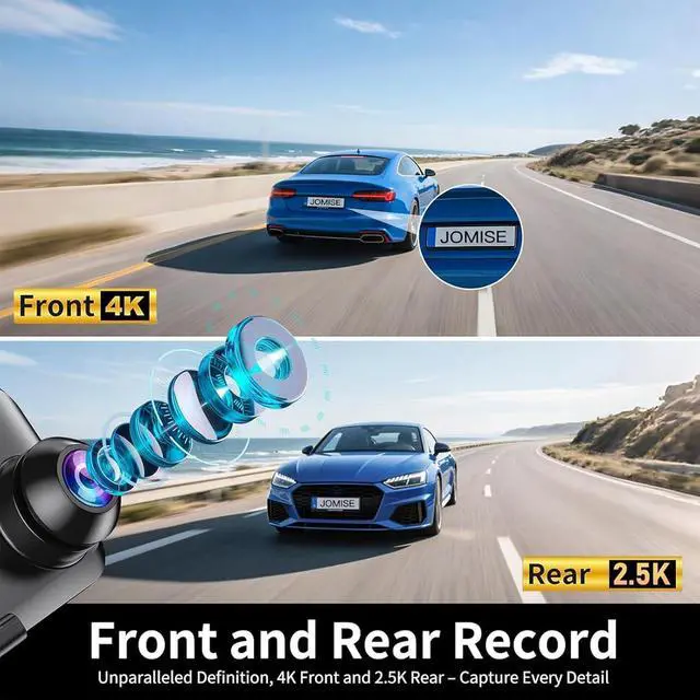 Alt view image 3 of 7 - G814 11" 4K+2.5K Rear View Mirror Camera  No WiFi/Bluetooth, Mirror Dash Cam Front and Rear, Pure Evidence Recorder, Dash Cam for Cars, 3X Zoom, 64GB Card Included