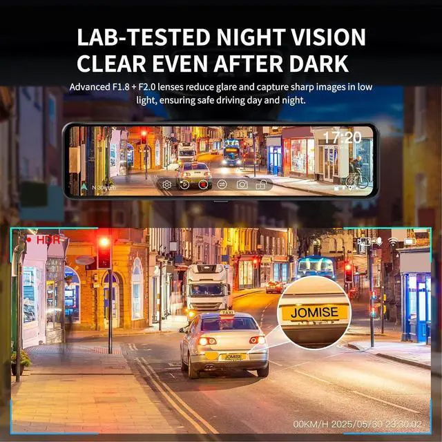 Alt view image 6 of 7 - G814 11" 4K+2.5K Rear View Mirror Camera  No WiFi/Bluetooth, Mirror Dash Cam Front and Rear, Pure Evidence Recorder, Dash Cam for Cars, 3X Zoom, 64GB Card Included