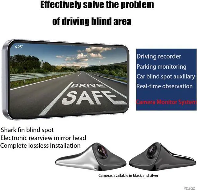 Alt view image 3 of 7 - 6.25inch CAR Side View Blind Area System,Left and Right Blind spot Camera Driving Recorder BSD Warning Monitoring(Camera Monitor System) (6.25" Black)