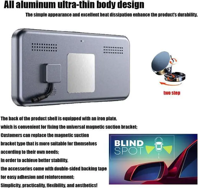 Alt view image 4 of 7 - 6.25inch CAR Side View Blind Area System,Left and Right Blind spot Camera Driving Recorder BSD Warning Monitoring(Camera Monitor System) (6.25" Black)