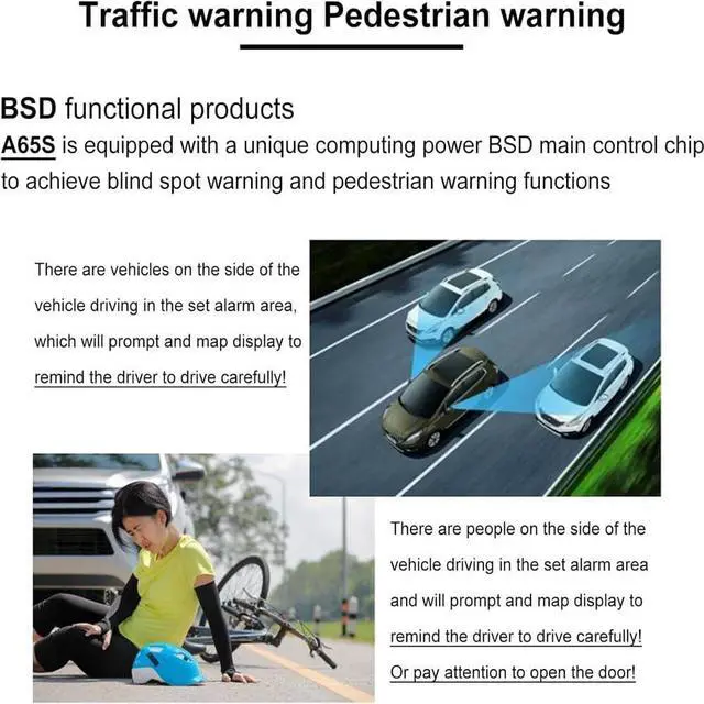 Alt view image 6 of 7 - 6.25inch CAR Side View Blind Area System,Left and Right Blind spot Camera Driving Recorder BSD Warning Monitoring(Camera Monitor System) (6.25" Black)