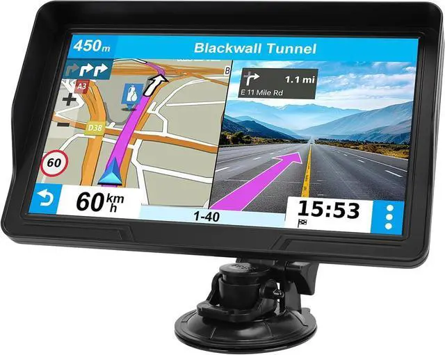 Main image of GPS Navigator for Car Truck RV, 9 inch Touch Screen Latest 2025 Map, Real Voice Spoken Turn-by-Turn Direction Reminding Navigation System, Vehicle GPS with Speed and Red Light Warning (1 Bracket)