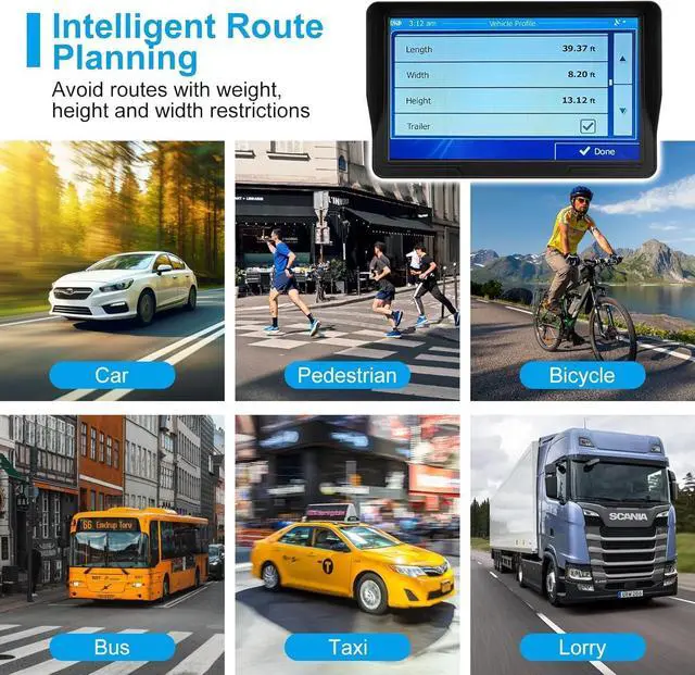 Alt view image 2 of 6 - GPS Navigator for Car Truck RV, 9 inch Touch Screen Latest 2025 Map, Real Voice Spoken Turn-by-Turn Direction Reminding Navigation System, Vehicle GPS with Speed and Red Light Warning (1 Bracket)