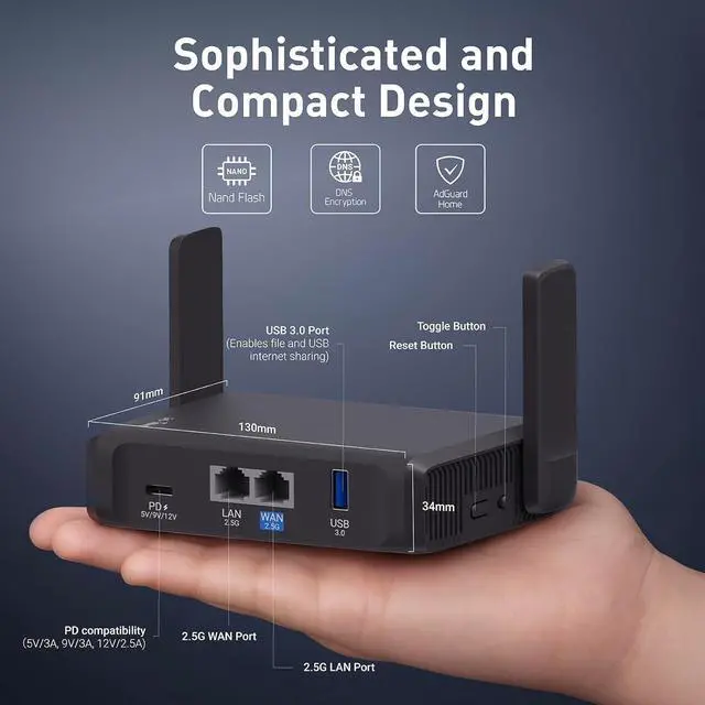 Alt view image 5 of 7 - GL-BE3600 (Slate 7) Portable Travel Router, Pocket Dual-Band Wi-Fi 7, 2.5G Router, Portable VPN Routers WiFi for Travel, Public Computer Routers, Business Trip, Moblie/RV/Cruise/Plane