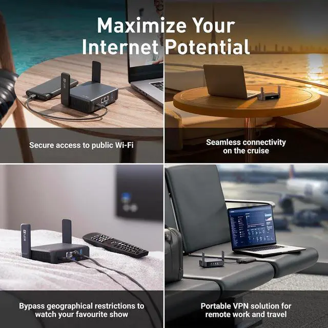 Alt view image 6 of 7 - GL-BE3600 (Slate 7) Portable Travel Router, Pocket Dual-Band Wi-Fi 7, 2.5G Router, Portable VPN Routers WiFi for Travel, Public Computer Routers, Business Trip, Moblie/RV/Cruise/Plane