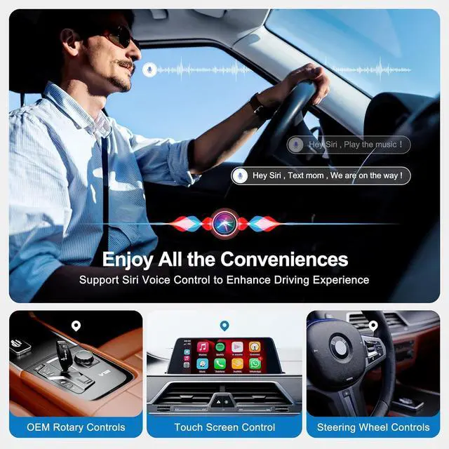 Alt view image 2 of 7 - AI Box Wireless CarPlay & Auto Adapter - Plug & Play, Dual-Band WiFi, Bluetooth 5.0, 4K Video Support, Android 12.0 System, Compatible with Factory CarPlay & Android Auto 4GB RAM+32GB ROM