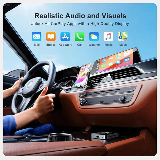 Alt view image 4 of 7 - AI Box Wireless CarPlay & Auto Adapter - Plug & Play, Dual-Band WiFi, Bluetooth 5.0, 4K Video Support, Android 12.0 System, Compatible with Factory CarPlay & Android Auto 4GB RAM+32GB ROM