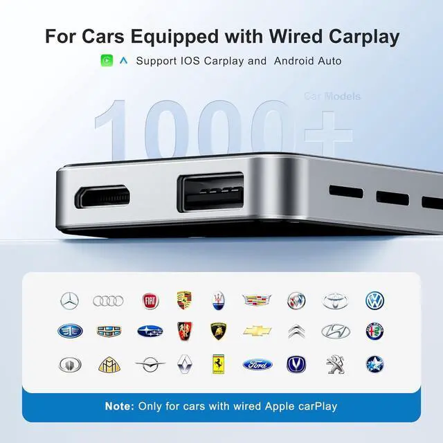 Alt view image 6 of 7 - AI Box Wireless CarPlay & Auto Adapter - Plug & Play, Dual-Band WiFi, Bluetooth 5.0, 4K Video Support, Android 12.0 System, Compatible with Factory CarPlay & Android Auto 4GB RAM+32GB ROM