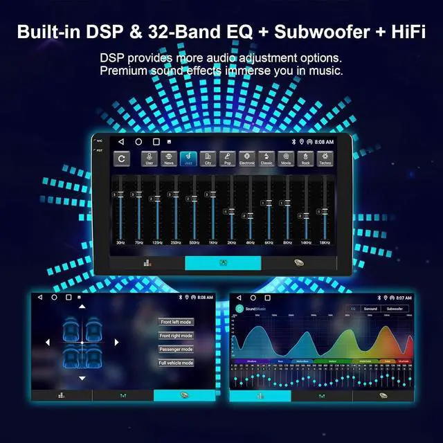 Alt view image 7 of 7 - 8 Core 4+32G Car Radio Stereo for Jeep Wrangler JK Compass Patriot/Chrysler/Dodge Ram/Charger with Wireless Carplay Android Auto 7'' HD Touchscreen Android Car Stereo with Backup Camera AM/FM/RDS