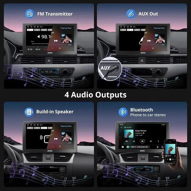 Alt view image 6 of 7 - CarPlay Screen for Car, Portable Android Auto Screen Wireless/Wired, Android10.0, 4G LTE SIM Card ,9" QLED 1280*720p AI Multimedia Car Play Touchscreen,4GB/32GB, Fast Boot Navigation (P91X-Fast boot)