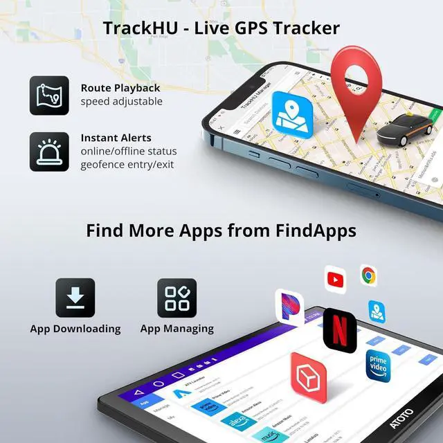 Alt view image 7 of 7 - CarPlay Screen for Car, Portable Android Auto Screen Wireless/Wired, Android10.0, 4G LTE SIM Card ,9" QLED 1280*720p AI Multimedia Car Play Touchscreen,4GB/32GB, Fast Boot Navigation (P91X-Fast boot)