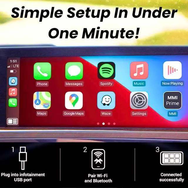 Alt view image 4 of 7 - Wireless CarPlay Adapter With Magnetic Phone Charger Mount Bluetooth Auto-Connect - Compatible With CarPlay Vehicles, Upgrade to Hands-Free for iPhone or Android