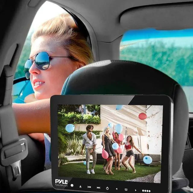 Alt view image 2 of 7 - Universal Car Headrest Mount Monitor-9.4 Inch Vehicle Multimedia CD DVD Player-Smart Audio Video Entertainment System w/HDMI & Hi-Res TV LCD Screen - Includes Mounting Bracket - PLHRDVD904,Black