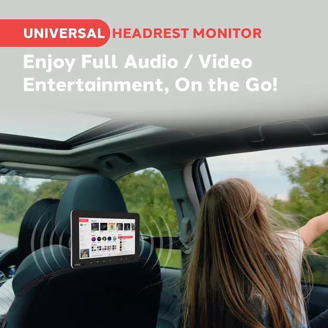 Alt view image 3 of 7 - Universal Car Headrest Mount Monitor-9.4 Inch Vehicle Multimedia CD DVD Player-Smart Audio Video Entertainment System w/HDMI & Hi-Res TV LCD Screen - Includes Mounting Bracket - PLHRDVD904,Black
