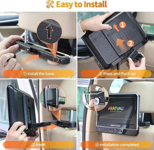 Alt view image 6 of 7 - Car DVD Player with Headrest Mount, 10.5'' Headrest DVD Player for car with HDMI Input, Portable DVD Player for Car Support 1080P HD Video, USB/SD,Regions Free, Last Memory, Black